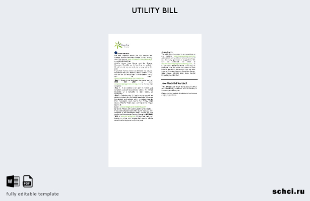 цифровая загрузка форматов счетов за коммунальные услуги UK Green Star Energy, ш